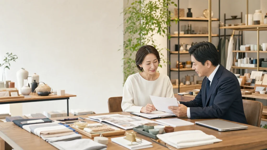 雑貨事業のM&A相談を行う経営者とアドバイザー